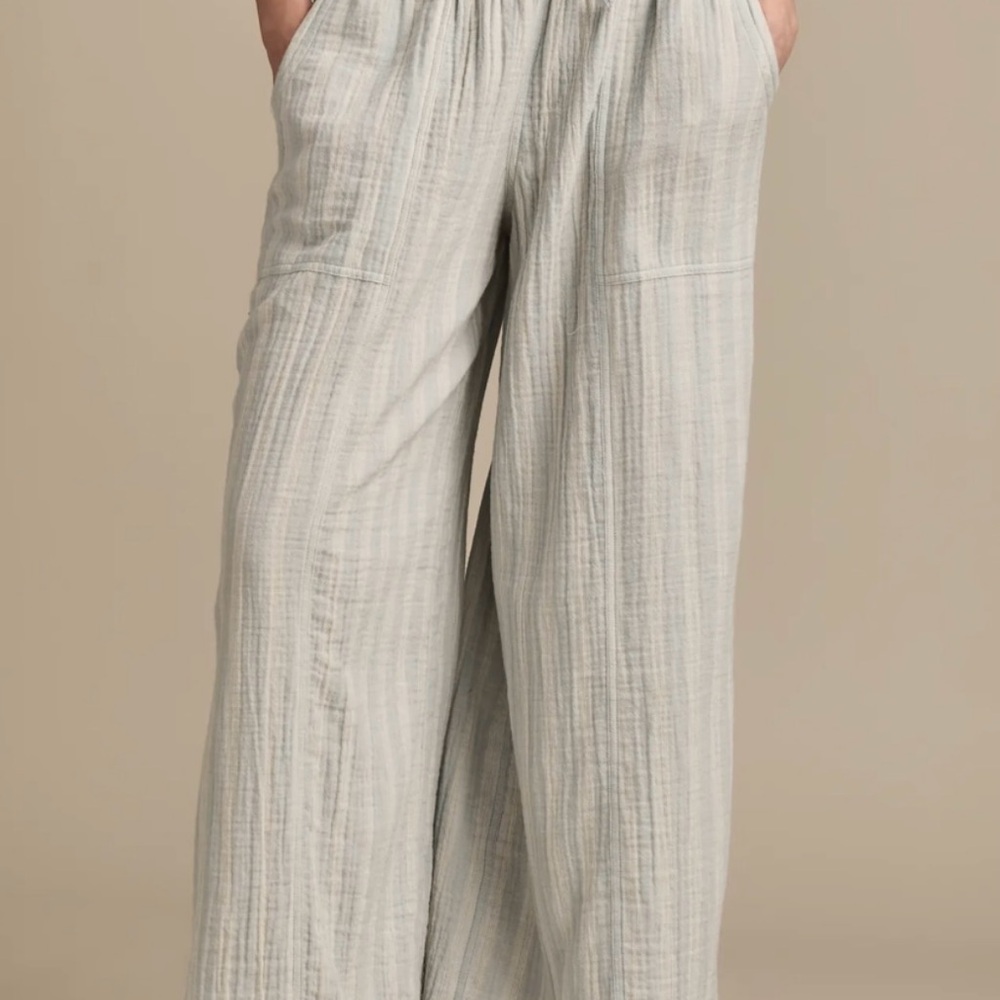 Women’s size XL NWT Lucky Brand linen blend striped loose drawstring pants